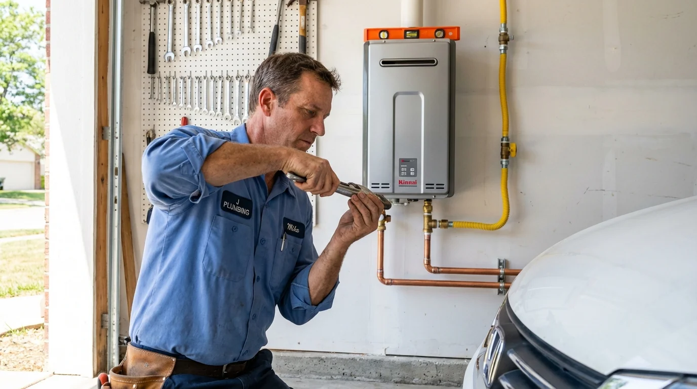 Tankless water heater installation by a Johns Plumbing LLC plumber in Audubon